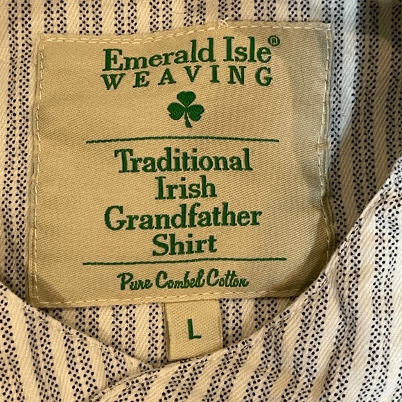 Emerald Isle Weaving Mens Traditional Irish Grandfather Hickory Stripe Shirt L - Picture 7 of 10